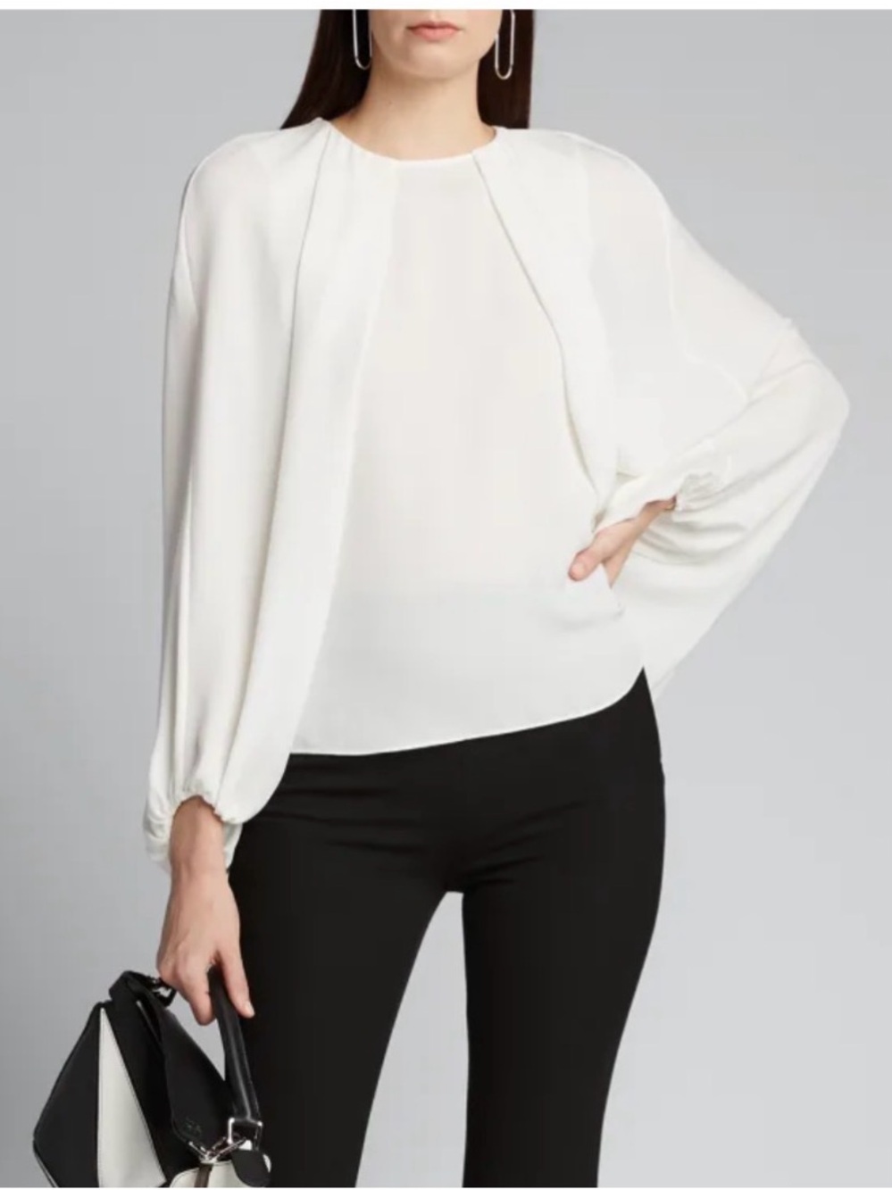 Kobi Halperin Isa Cape-Sleeve Silk Blouse NWT Size XS in IVORY